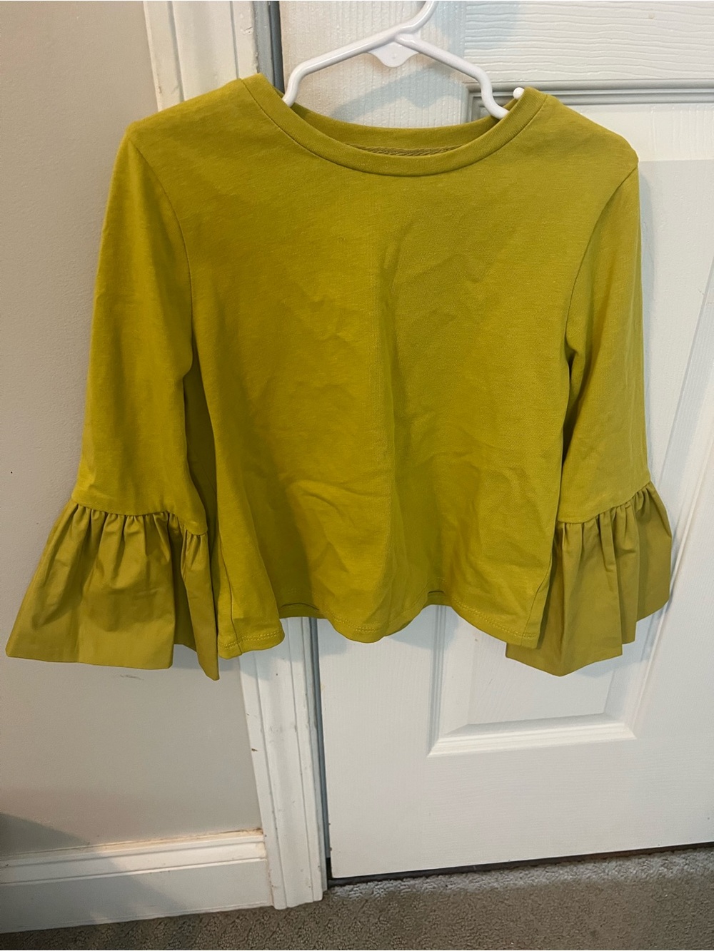 NWOT English Factory Recess Girls’ Olive Green Ruffle Sleeve Top